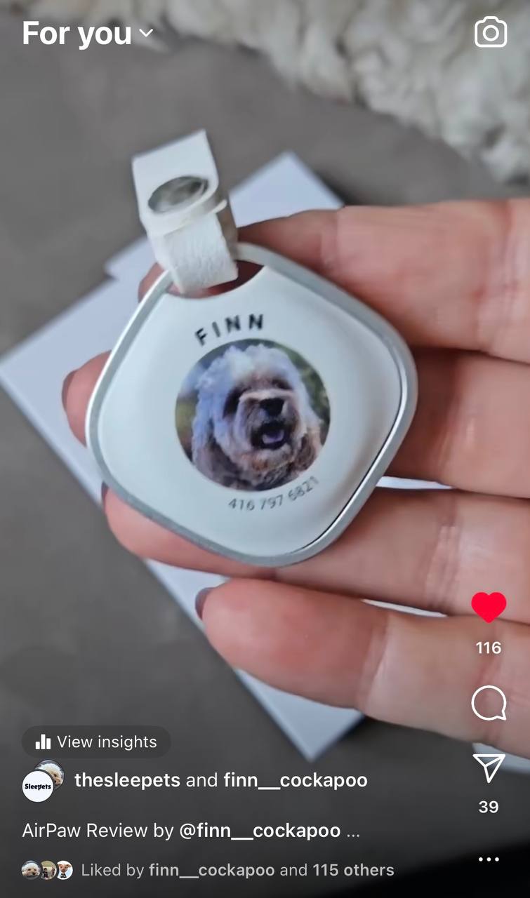 AirPaw Custom Dog Tracker QR Code &mdash; Include AirTag Chip (Apple Find My)